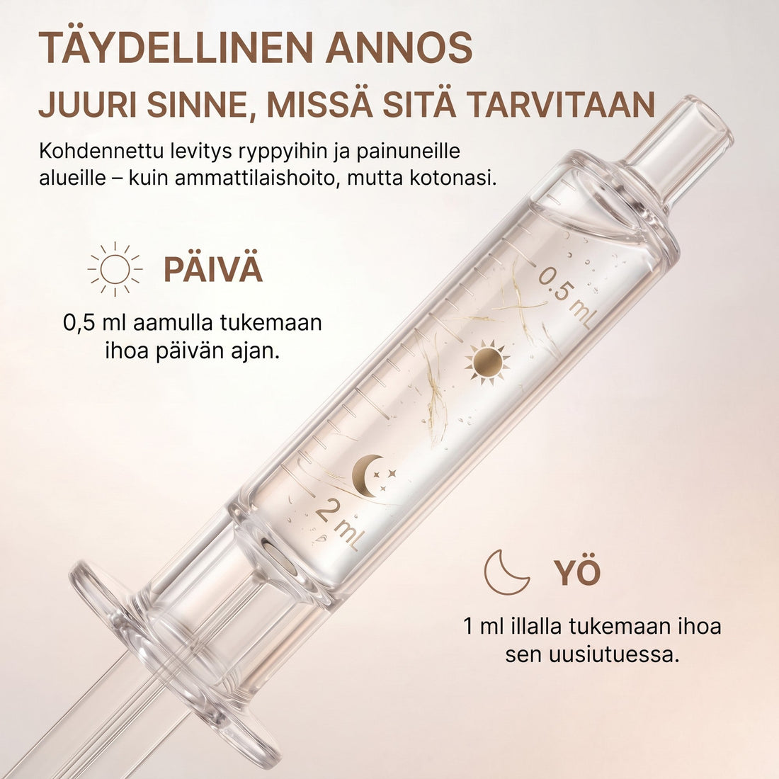 A dose perfeita: 0,5 ml de manhã, 1 ml à noite