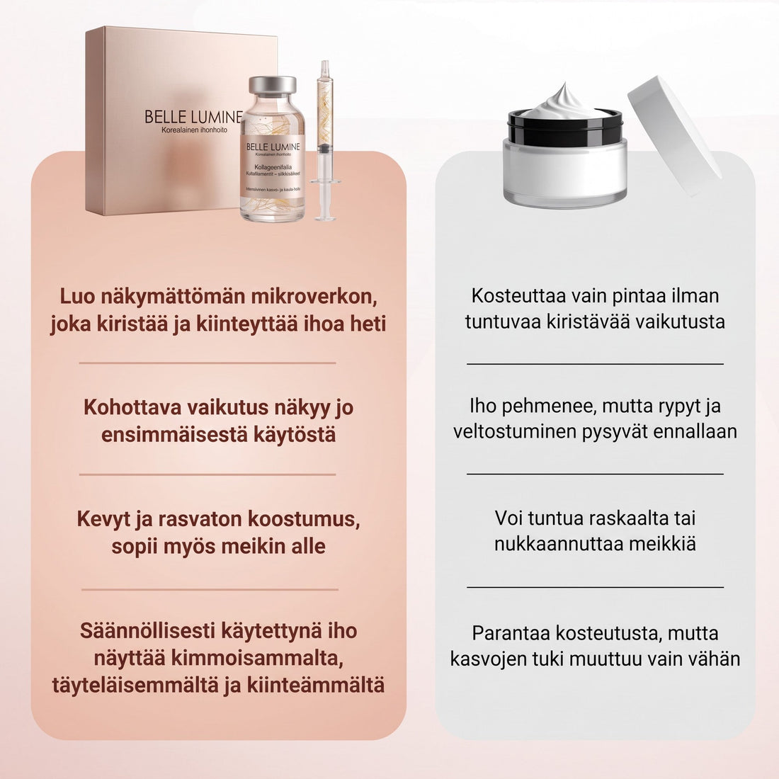 Sérum Belle Lumine vs. creme comum